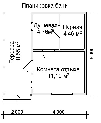 Планировка бани из кирпича